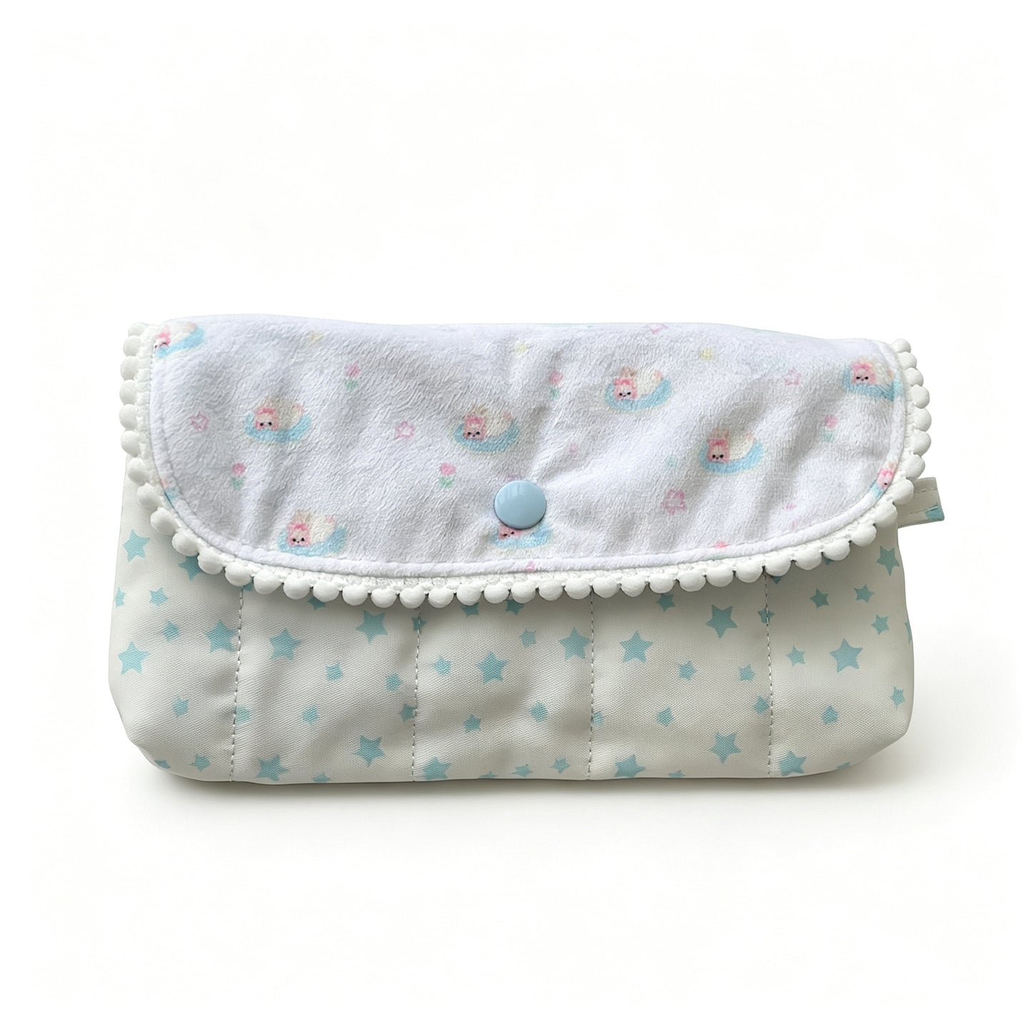Coquette Quilted Lace Flip Pencil Pouch — Kawaii Multi-Use Pen & Makeup Storage Bag for Students