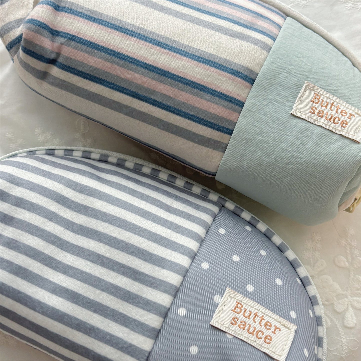 Striped Multi-Pocket Canvas Pencil Pouch — Large-Capacity Aesthetic Storage Bag for Students