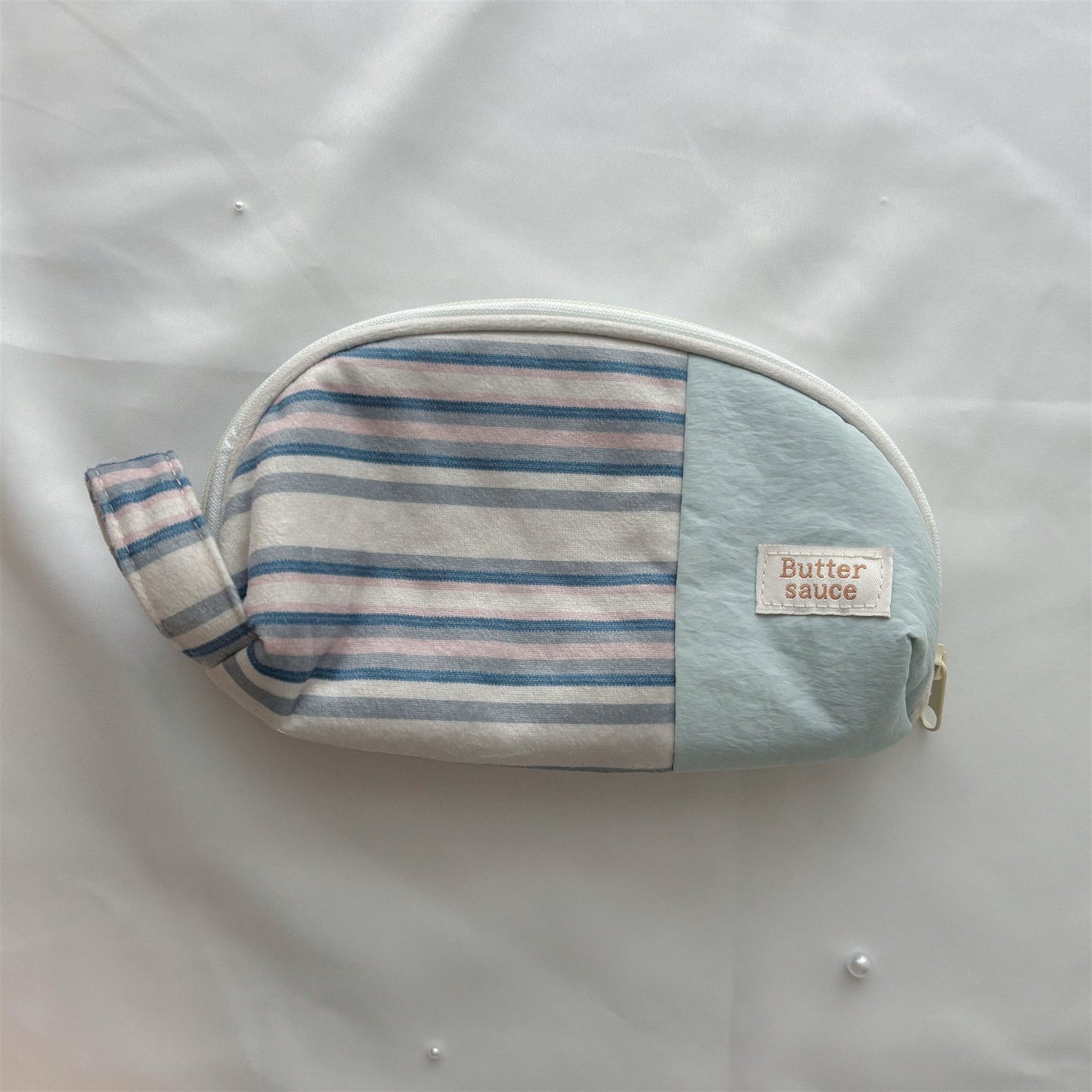 Striped Multi-Pocket Canvas Pencil Pouch — Large-Capacity Aesthetic Storage Bag for Students