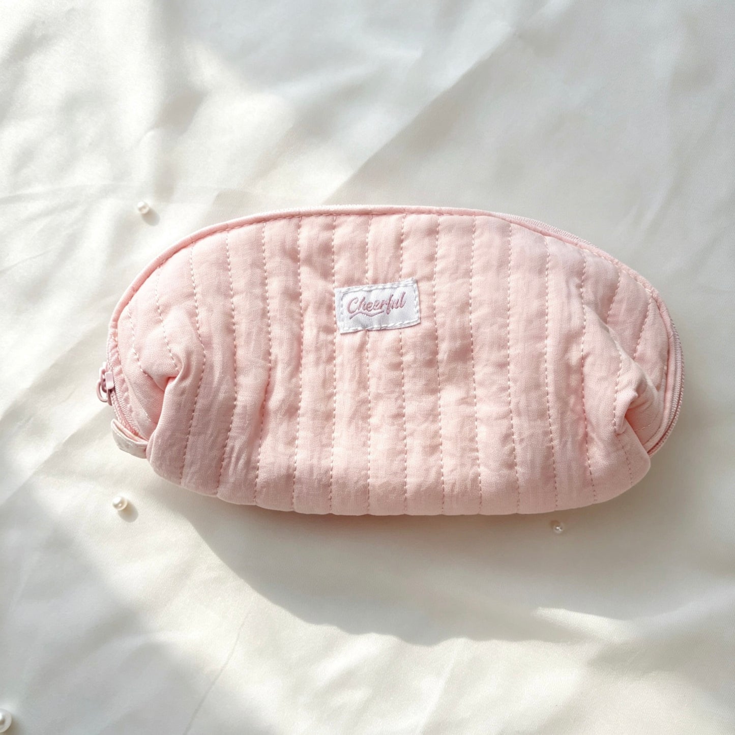 Aesthetic Quilted Multi-Compartment Pencil Pouch — Soft Multi-Use Pen & Makeup Storage Bag for Students