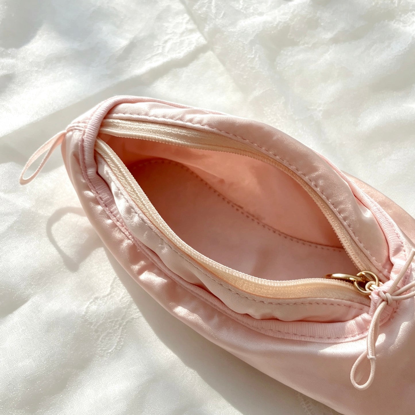 Coquette Satin Ballet-Slipper-Shaped Pencil Pouch — Multi-Use Pen & Makeup Bag for Students